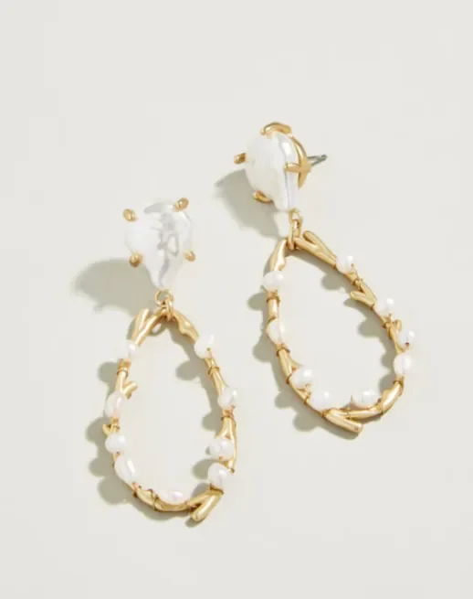 Sea Coral Pearl Earrings