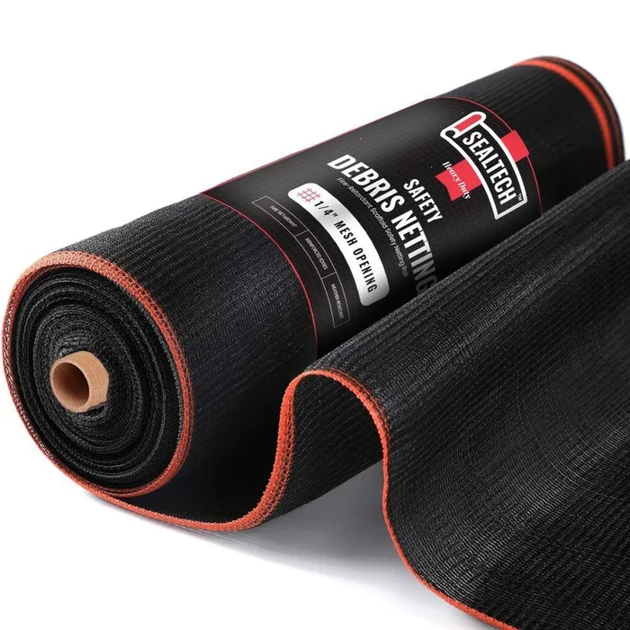 SEALTECH Black-10 ft.. X 50 ft. Debris Netting Rolls – Fire Retardant,1/4 in. Mesh Roll