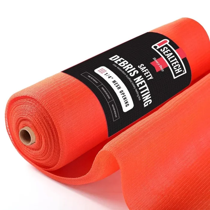 SEALTECH Orange-8 ft. X 150 ft. Debris Netting Rolls – Fire Retardant,1/4 in. Mesh Roll