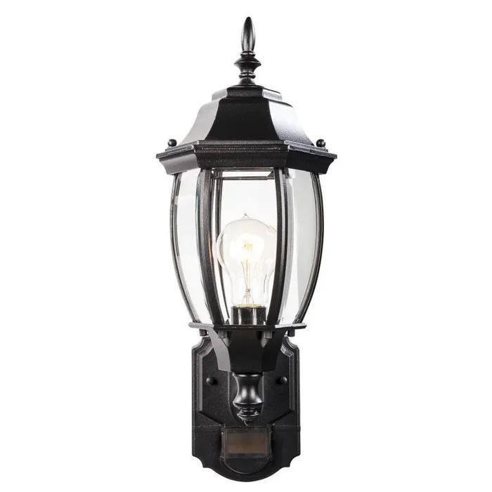 Secure Home 14.375-in H Black Medium Base (E-26) Outdoor Wall Light