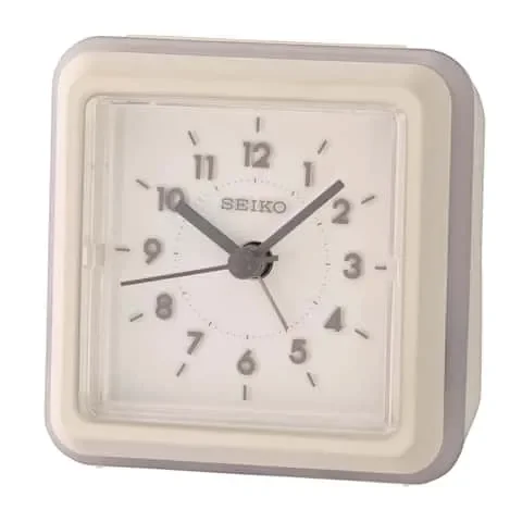 Seiko 3.39 in. White Alarm Clock Analog Battery Operated