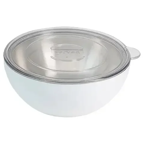 Served 20 oz White Stainless Steel Vacuum-Insulated Bowl 6 in. D 1 pk
