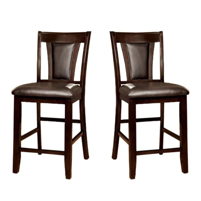 Set Of 2 Padded Espressocounter Height Chairs In Dark Cherry Finish Solid Cherry Dining Room Dining Chairs Wood