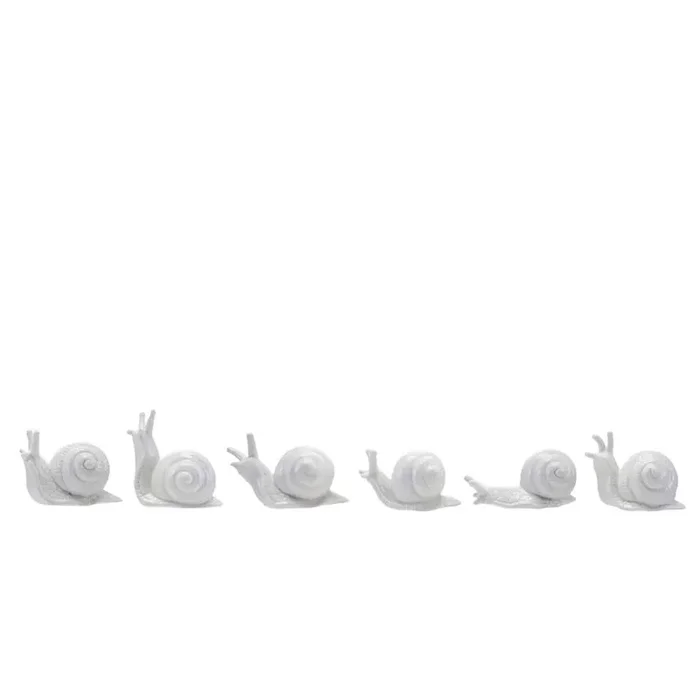 Set of Six Delightful White Stoneware Snails