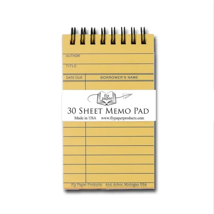 Set of TWO Nostalgic Library Card Due Date Memo Pads