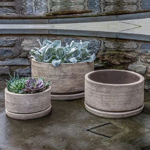 Sgraffito Planter Set of 3, Low Campania International