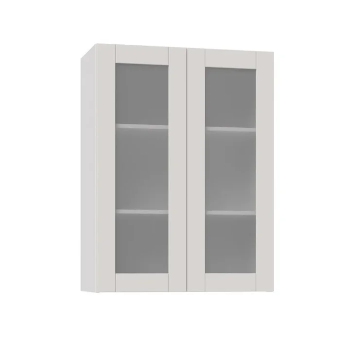 Shaker Assembled 30x40x14 in. Wall Cabinet with Frosted Glass Doors in Vanilla White