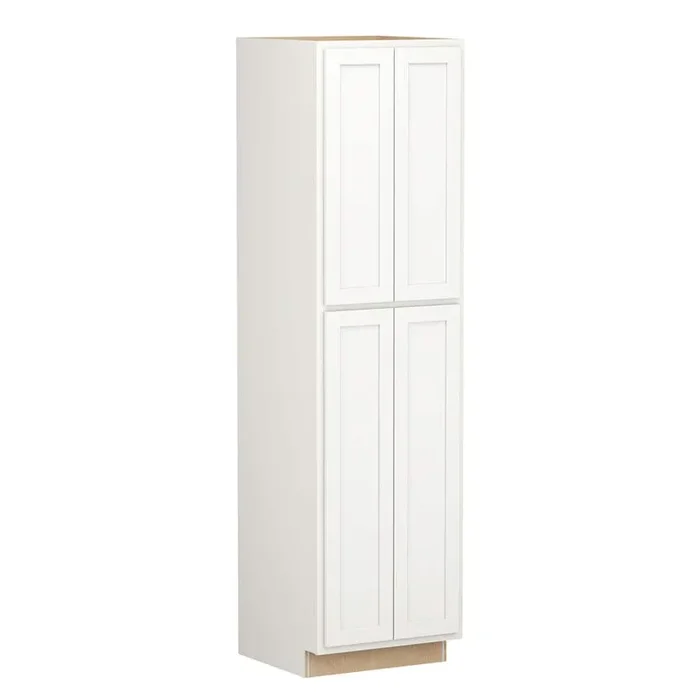 Shaker Partial Overlay 24 in. W x 24 in. D x 90 in. H Plywood Assembled Utility Kitchen Cabinet in Linen White