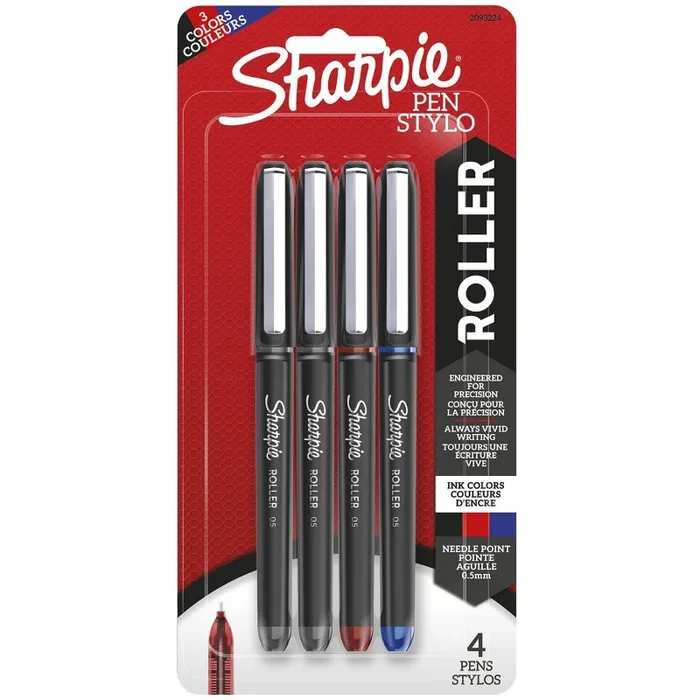 Sharpie 4Ct Roller .5 Mm 3 Colors Pen
