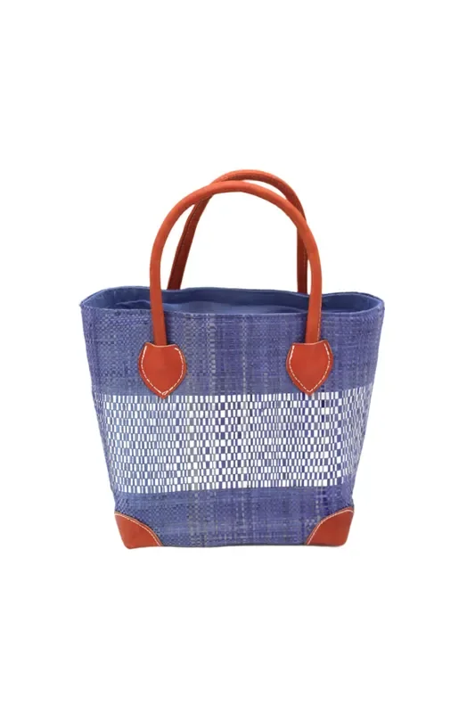 Shebobo – Wynwood Straw Basket Bag with Metallic Detailing – Denim