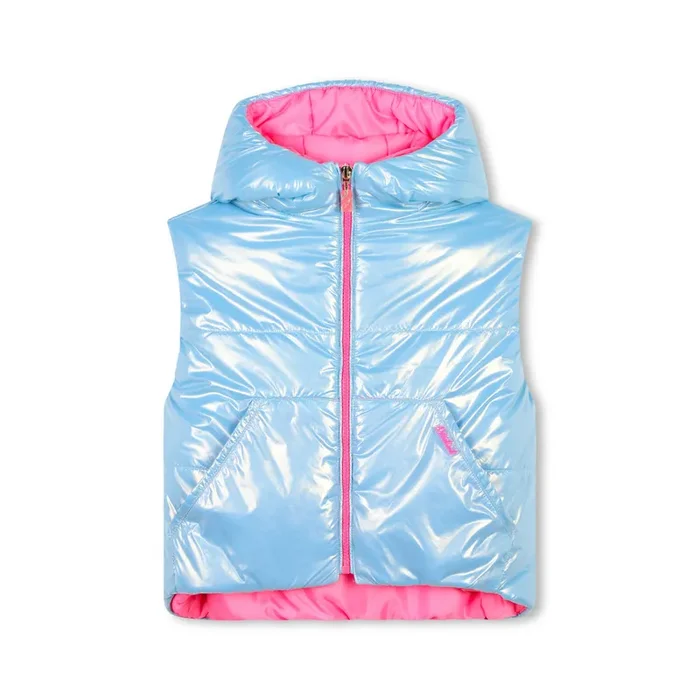 Shiny Puffer vest with hood
