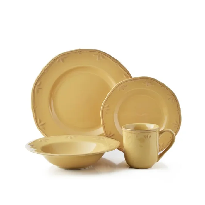 Sicily 16-Piece Casual Caramel Ceramic Dinnerware Set (Service for 4)