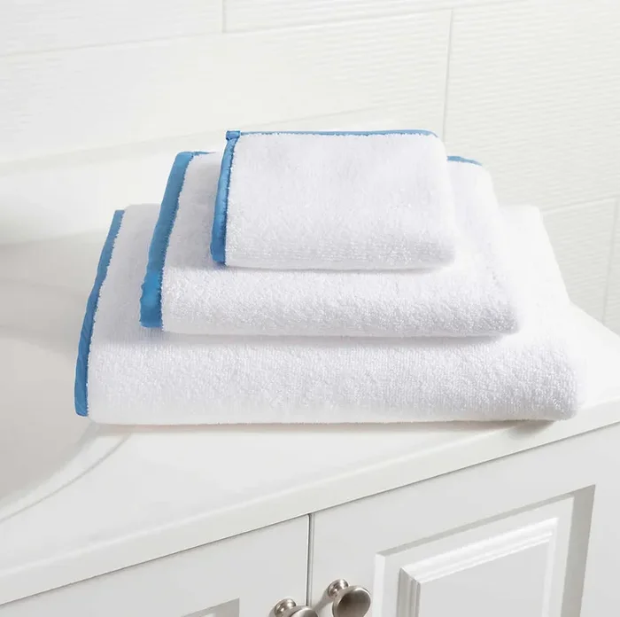 Signature Banded White/French Blue Washcloth