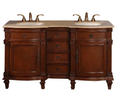 Silkroad 60″ Traditional Double Sink Bathroom Vanity