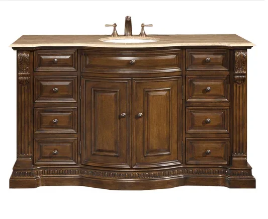 Silkroad 60″ Traditional Single Sink Bathroom Vanity