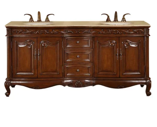 Silkroad 72″ Traditional Double Sink Bathroom Vanity