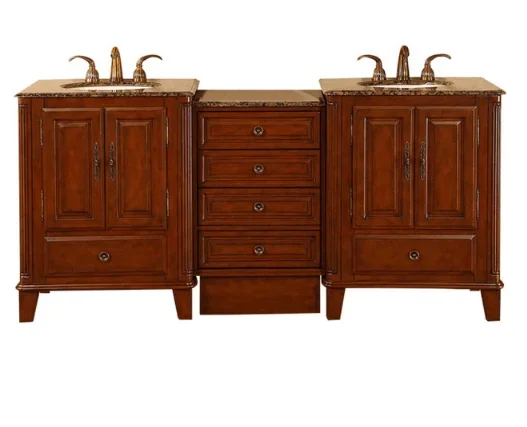 Silkroad 76″ Transitional Double Sink Bathroom Vanity