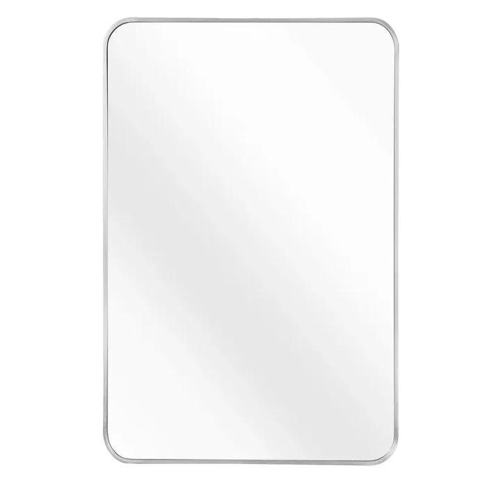 Silver 24 “X32” Rectangular Bathroom Wall Mirror Silver Classic Mdf Glass Aluminium Alloy