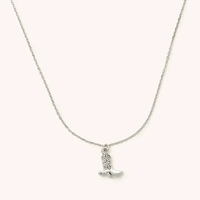Silver Cowboy Boot Necklace