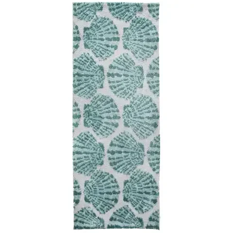 Simple Spaces 21 in. W X 54 in. L Green/White Shells Polyester Accent Rug