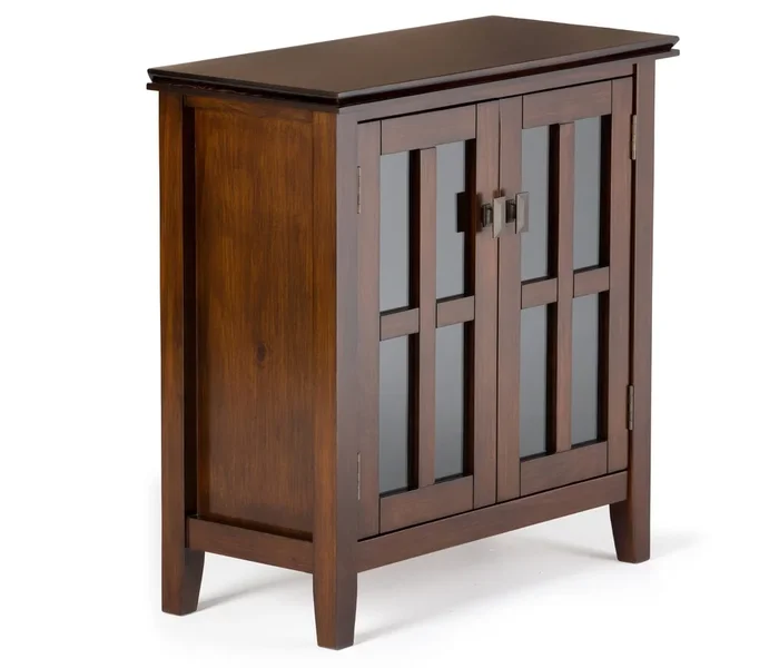 Simpli Home Artisan Russet Brown Transitional Wood Media Cabinet