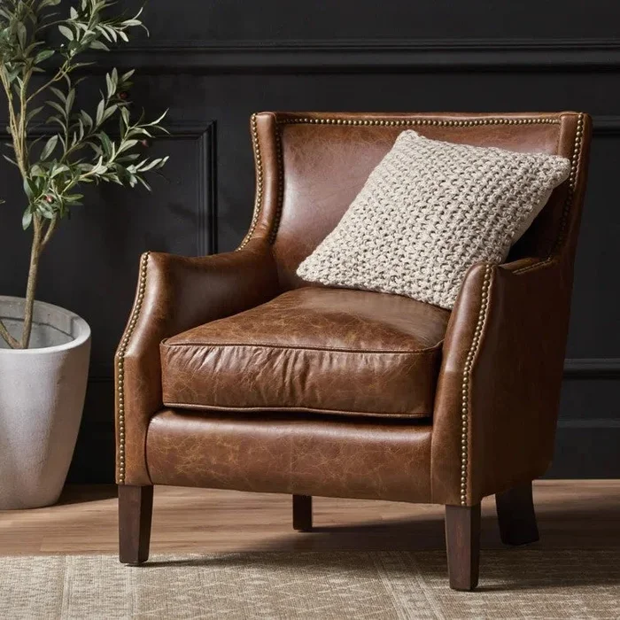Single Sofa Brown Fabric
