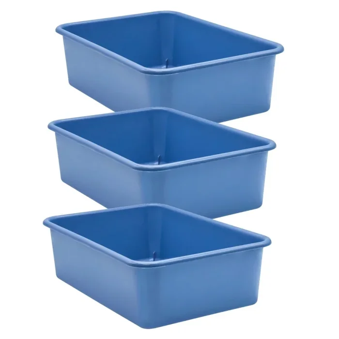 Slate Blue Large Plastic Storage Bin, Pack Of 3