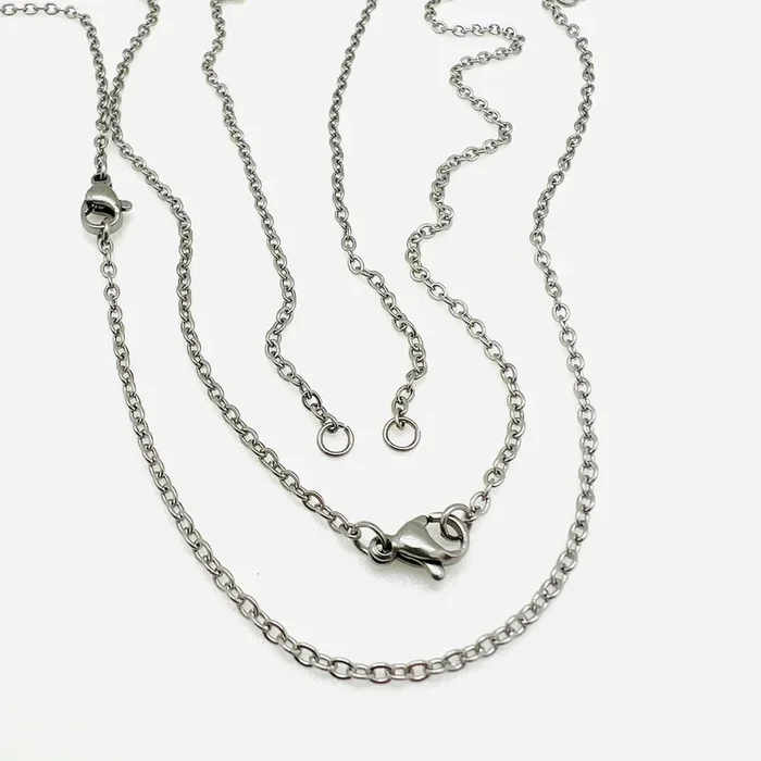 Small Cable Connector Necklace – Stainless – 18″