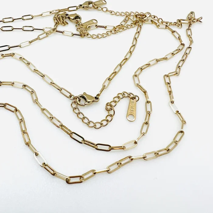 Small Paperclip Chain Necklace – Plated Stainless – 16.5″
