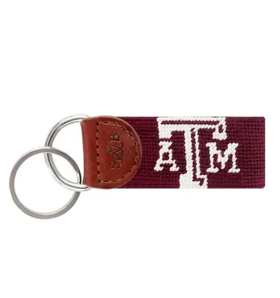 Smathers & Branson – Needlepoint Key Fob – Texas A&M (Maroon)
