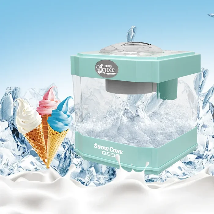 Snow Cone Maker, Tabletop Shaved Ice Machine For Slushies & Frozen Drinks, 2 Reusable Cups, Ice Scoop Green Plastic