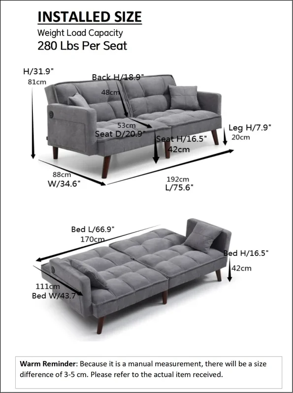 Sofa Bed Sleeper, Usb Charging Port, Chenille Fabric Folding Futon Recliner For Living Room Furniture Apartment Bedroom Office Small Spaces Beige Brown Chenille Wood Primary Living Space Medium Soft Tufted Back Modern Rubberwood Foam Solid Wood 2 Seat
