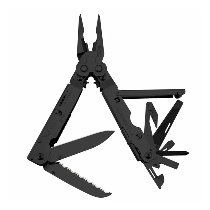 SOG Power Assist Stainless Steel Folding Knife 16 Attachment Multi Tool, Black