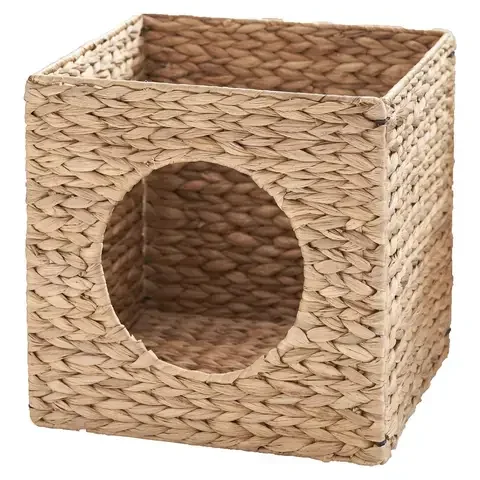 Solhome Gertrude Brown Woven Water Hyacinth Cave Pet Bed 13 in. H X 13 in. W X 13 in. L