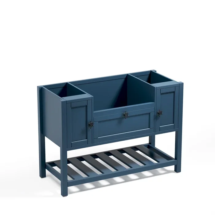 Solid Wood Bathroom Vanities Without Tops 47 In. W X 20 In. D X 33.6 In. H Bath Vanity In Blue Blue Solid Wood