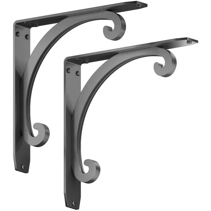 Southern Charm 12 in. L Black Steel Heavy Duty Floating Shelf Bracket (2 Pack)
