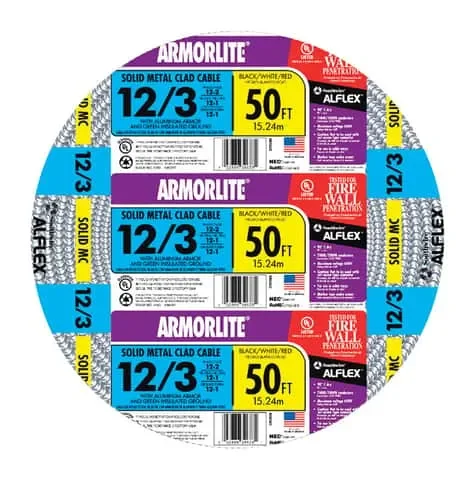Southwire Armorlite 50 ft. 12/3 Solid THHN Metal Clad Cable