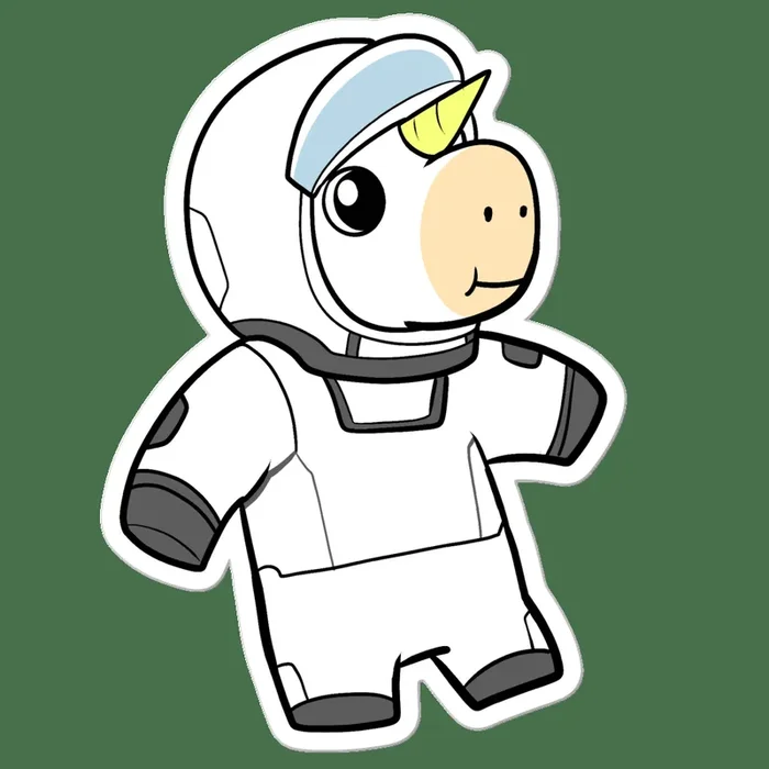 Space Unicorn Cartoon – Bubble-free stickers