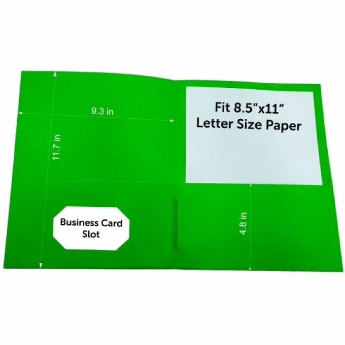 Sparco Letter Pocket Folder – Apple Green – 2 Internal Pockets – 25/Box
