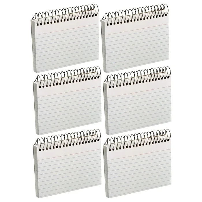Spiral Index Cards, 3″ X 5″, White, Ruled, 50 Per Pack, 6 Packs