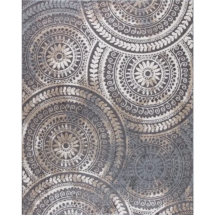 Spiral Medallion Cool Gray Tones 8 ft. x 10 ft. Area Rug