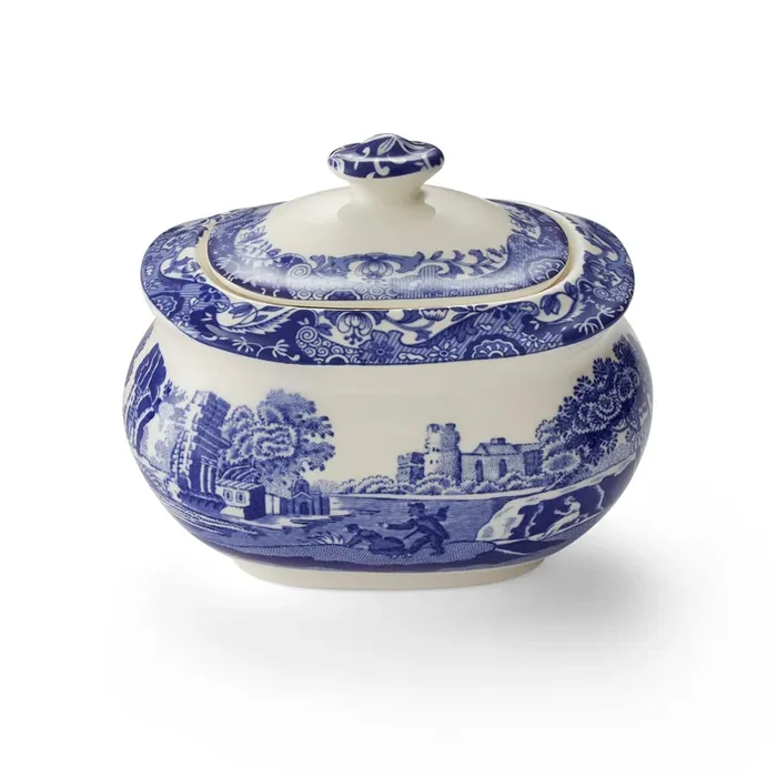 Spode – Covered Sugar Bowl – Blue Italian