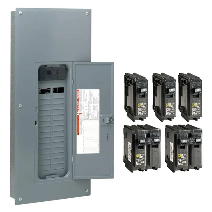 Square D Homeline 150 Amp 30-Space 60-Circuit Indoor Main Breaker Plug-On Neutral Load Center with Cover – Value Pack