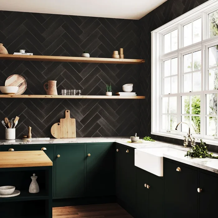 Stacy Garcia ArtBlock Fluted Nero 4×16 Glossy Porcelain Tile