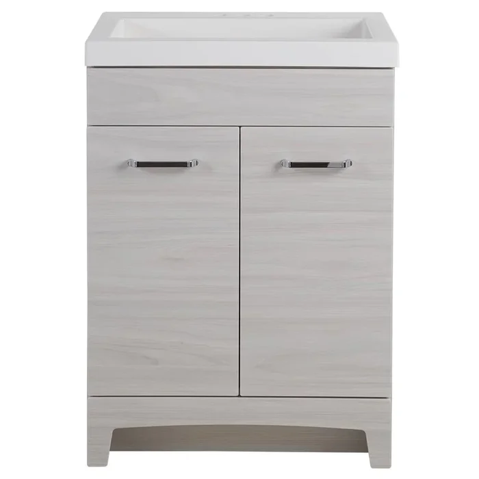 Stancliff 24 in. W x 19 in. D Bathroom Vanity in Elm Sky with Cultured Marble Vanity Top in White with White Sink