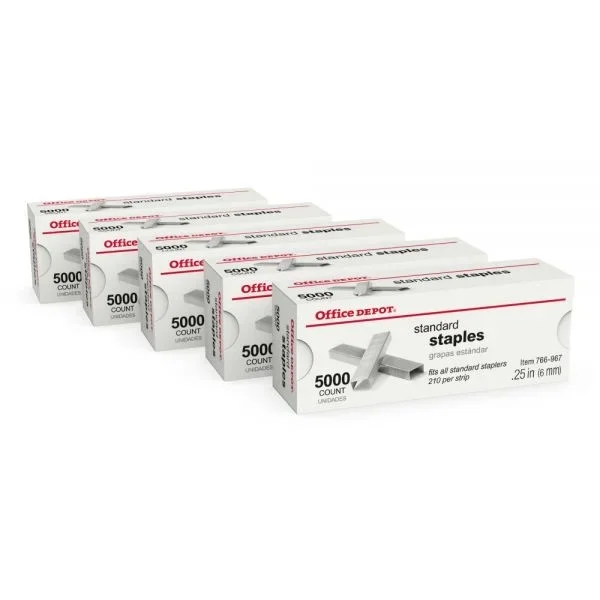 Standard Staples, 1/4″, 5,000 Staples Per Pack, Box Of 5 Packs