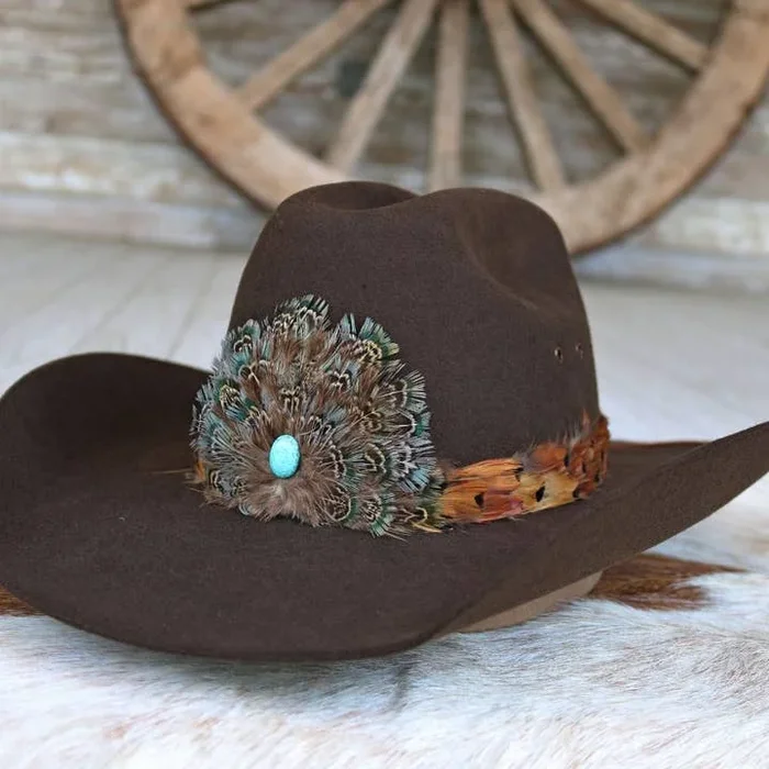 Stellar Turquoise Feather Crest Hatband – Small