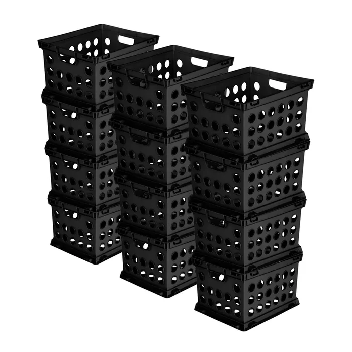 Sterilite Stackable Sturdy Storage Crate Organizer Bins with Handles, 12 Pack