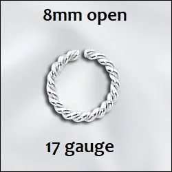 Sterling Silver Chunky Twisted Open Jump Ring – 8mm, 17 gauge
