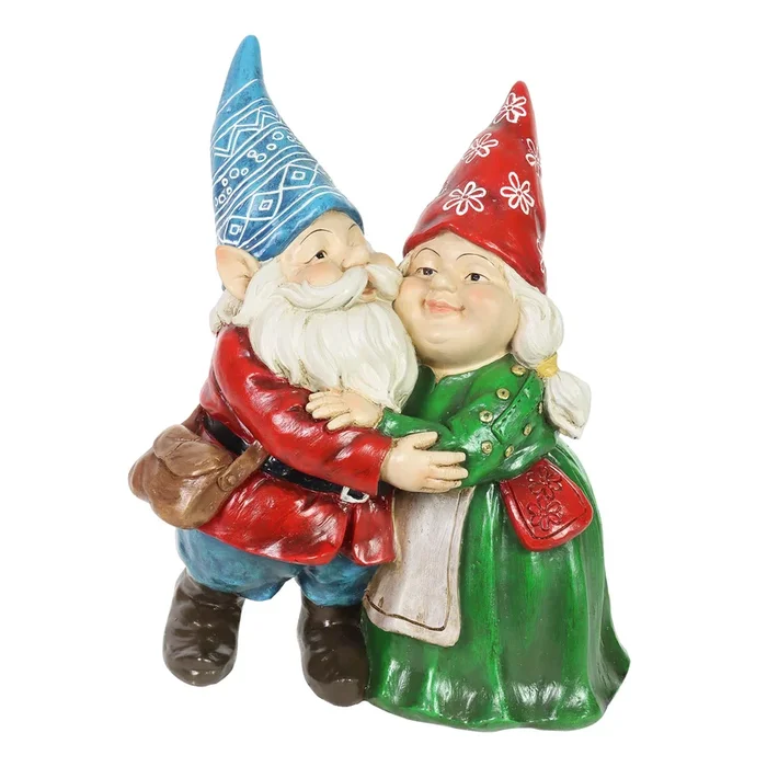 Still Hugging Garden Gnome Couple Statuary, 12.5 Inch